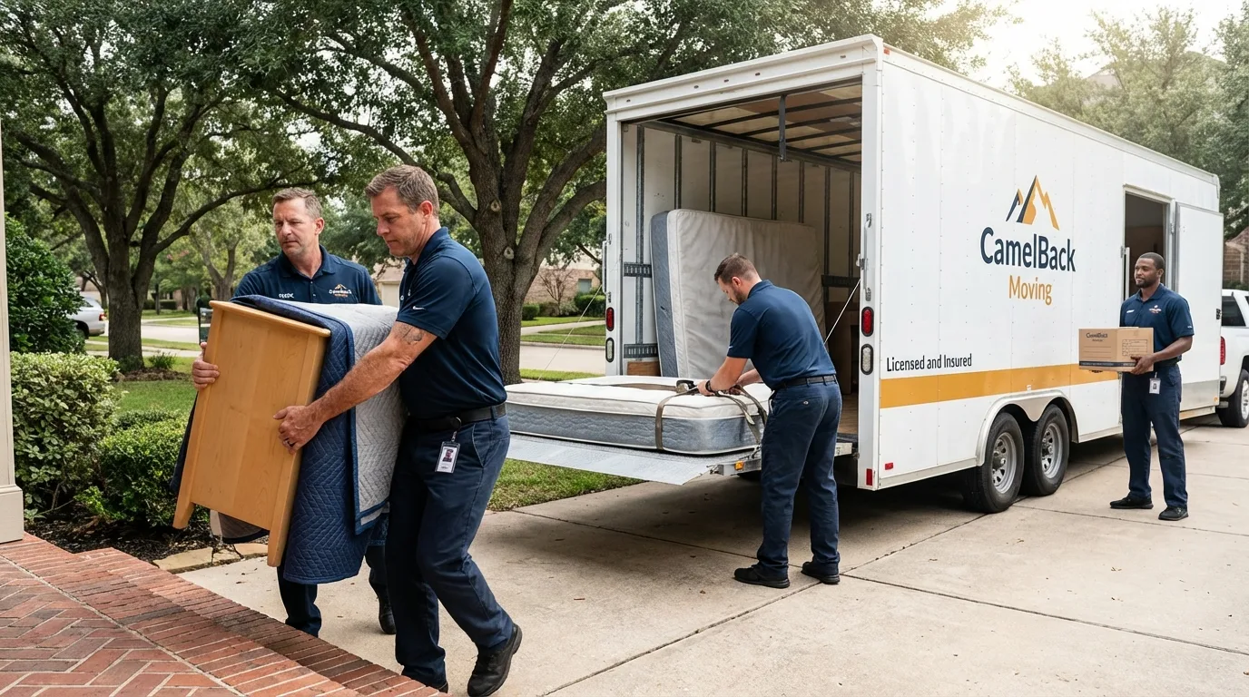 Crew loading residential truck for cross-state move from Emporium, PA