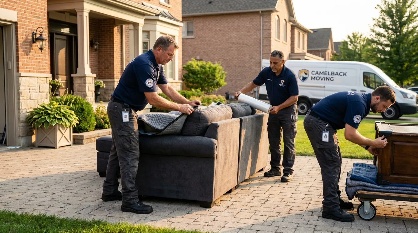 Large estate moving crew wrapping furniture in Emporium, PA
