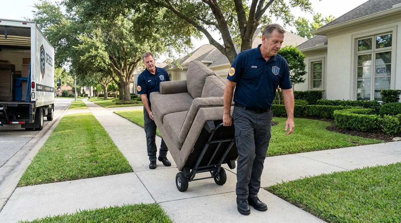 Local residential moving crew loading furniture in Emporium, PA